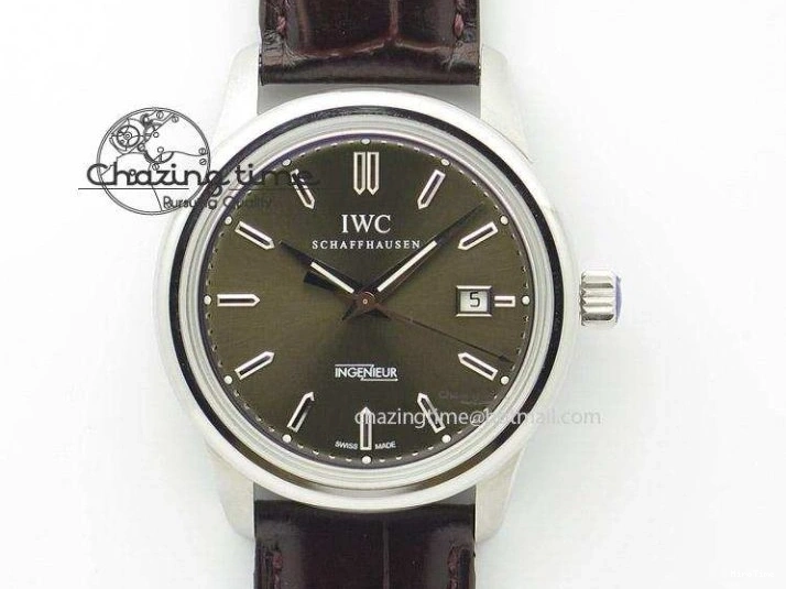 MIROTIME 0510 Attractive Portofino 37mm SS V7F 1:1 Best Edition Gray Dial Diamonds Bezel on Gray Leather Strap A 7091